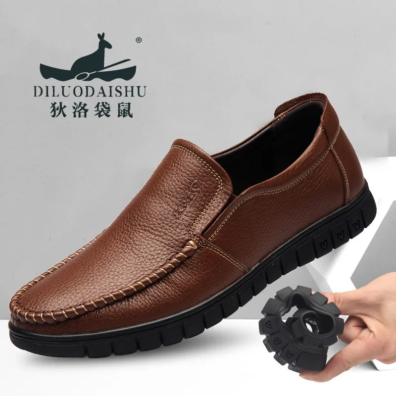 

2020 Summer Men's Breathable Sandals Leather Shoes Casual Hollow-out Leather Shoes Summer Breathable Shoes Middle-aged Large Siz
