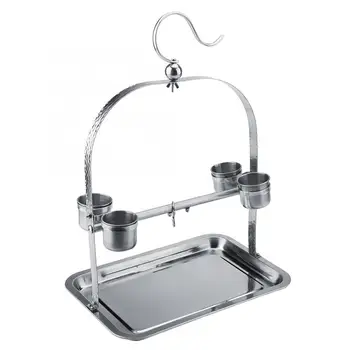 

Pet Bird Parrot Stainless Steel Stand Rack Toys Pet Bird Chewing Hanging Shelf Perches For Bird Cage