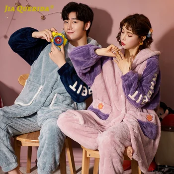 

Homesuit Homeclothes Hooded Pajamas Set Long Sleeve Long Pants Sleepwear Fashion Style Casual Style Front Pocket Coral Fleece