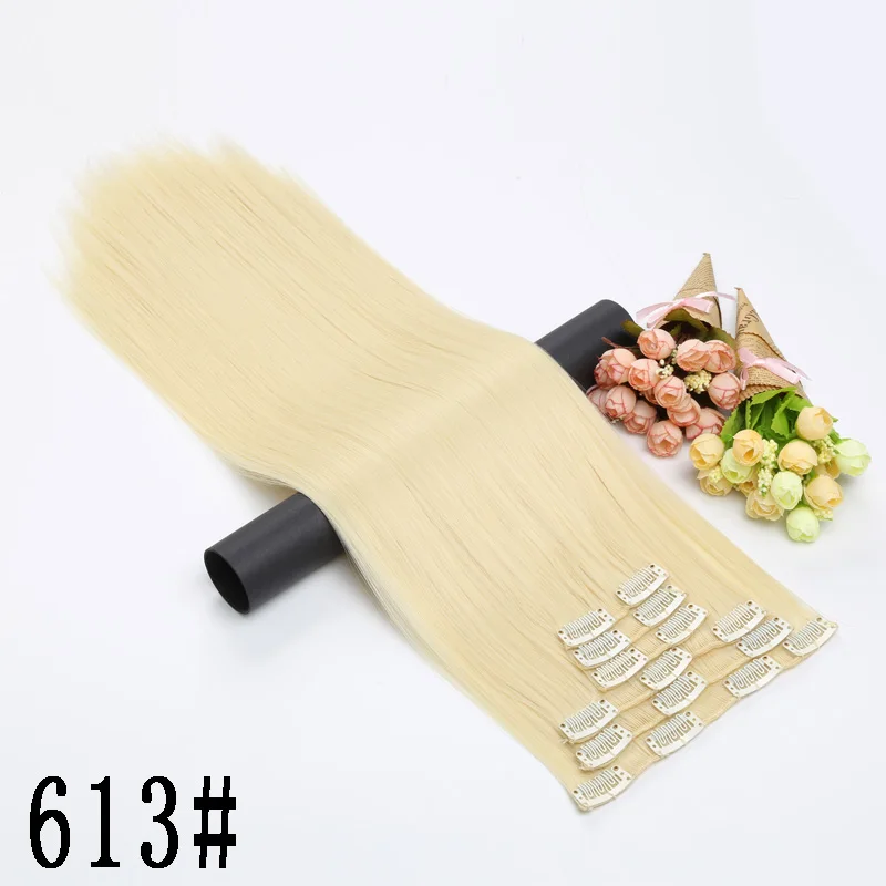 MERISI HAIR 22 Synthetic Deep Wave Hair Heat Resistant Light Brown Gray Blond Women Hair Extension Set Clip In Ombre Hair - Color: 1014 613