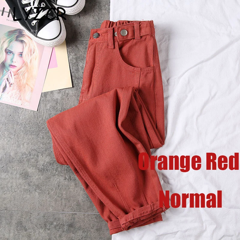 Orange Red Белые женские джинсы весна, черные джинсы для бойфрендов, женские свободные джинсы-шаровары, джинсовые брюки, летние женские джинсы - Цвет: Orange Red