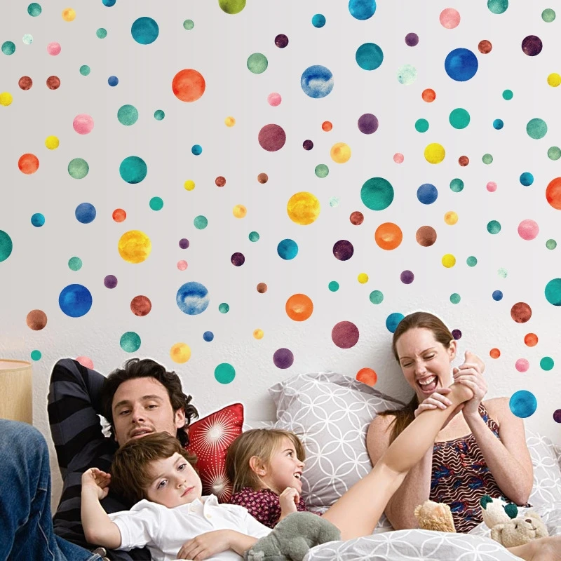 

80pcs/set Colorful Polka Dots Circle Wall Stickers For Kids Rooms Home Decor Wall Decal DIY PVC Baby Nursery Dots Sticker Mural