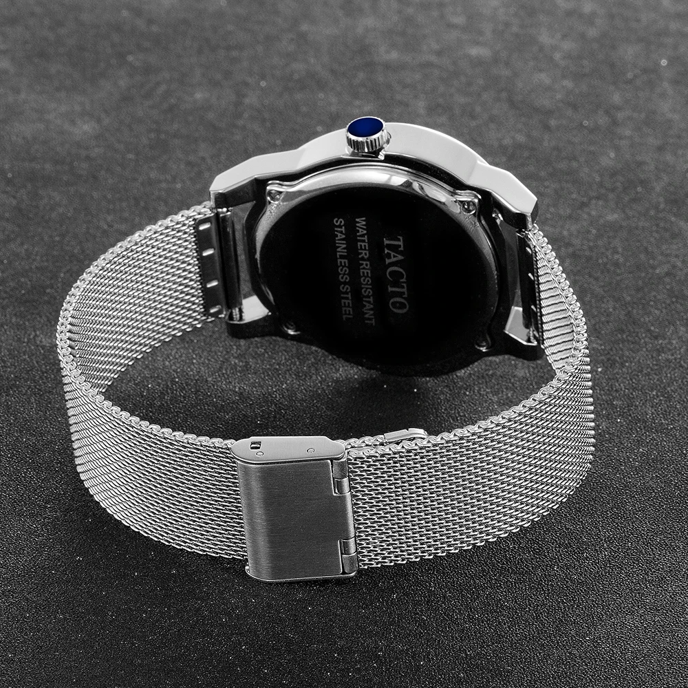 Часы мужские кварцевые в японском стиле с сетчатым стальным браслетом|Кварцевые