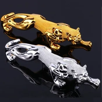 

Panther Animal Statue Arts Colophony Crafts Home and Car Dashboard Ornament L3178 Gold Plating Leopard Sculpture Rhinestone New