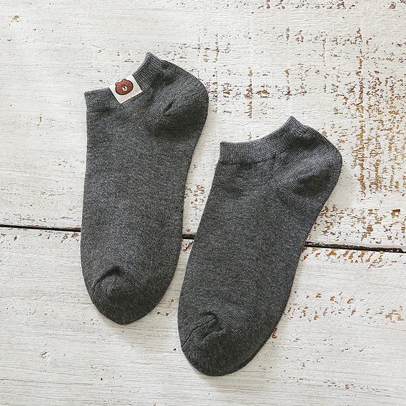 07 Новые женские носки-башмачки с Мопсом, Япония, Calcetines Mujer, весна и осень однотонные, 200 шпильки, с мишками, неглубокие, невидимые, хлопковые - Цвет: 07
