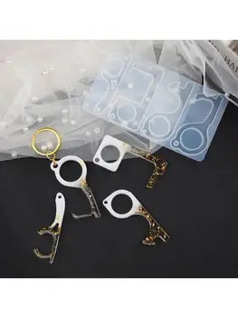 

2020 New Zero Touch Keychain Resin Casting Mold Open Door Helper Contactless Keyring Mold