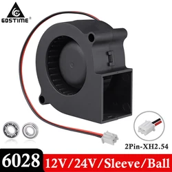 Ventilateur de refroidissement centrifuge sans balais, 1 pièce, 60mm 12V 24V, 2 broches 60x28mm, manchon 6028 6cm, double boule, dissipateur thermique 