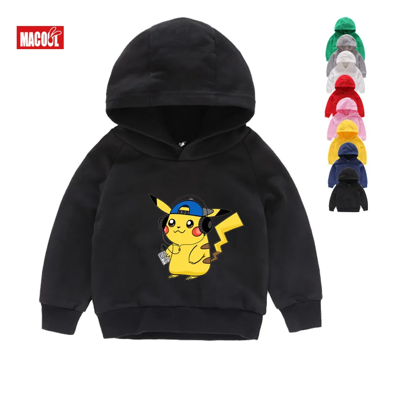 Winter Children Long Sleeves Hoodies Cotton Pokemon Go Boys Girls Tops Tees for 3-10Years Baby Boys Pikachu Hoodies Sweatshirts - Цвет: Kids Hoodies