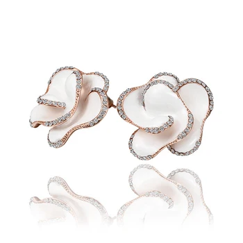 

AGLOVER S925 Sterling Silver Hot Trendy Luxury Crystal Flower Stud Earrings For Women New Fashion Elegant Zircon Earring Jewelry