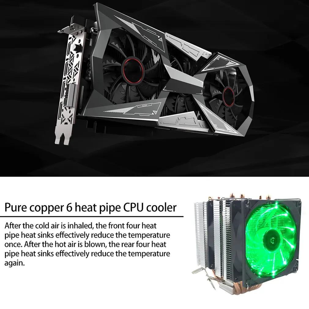 Avc Чистая медь 6 тепловая труба ЦП теплоотвод Amd 1155 1156 настольный компьютер ЦП вентилятор ЦП кулер теплоотвод