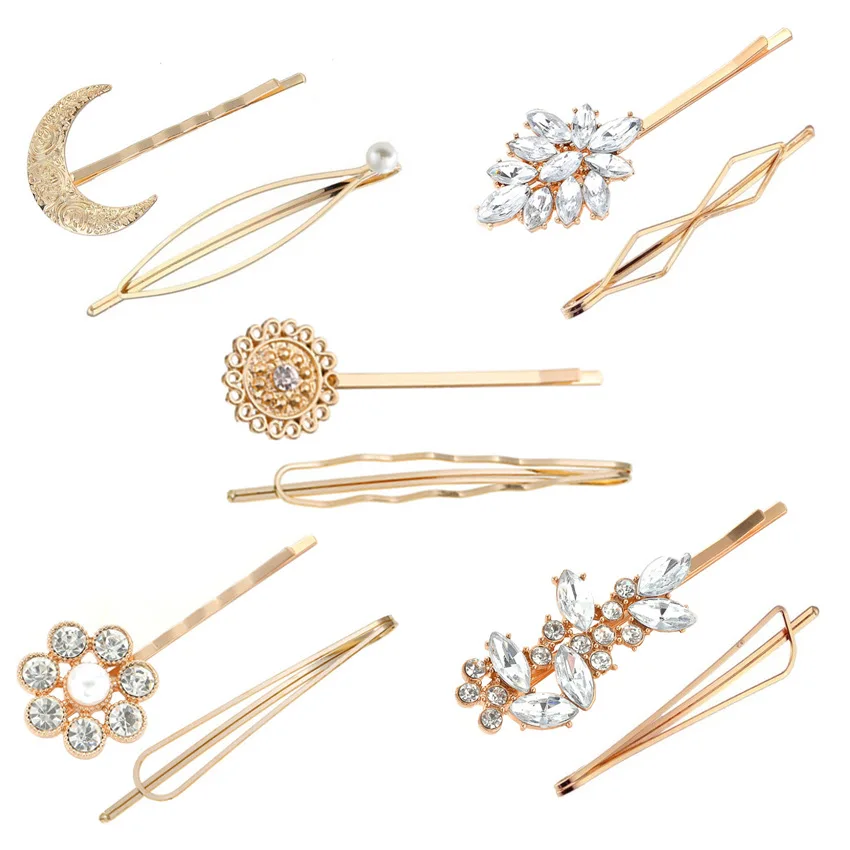 

YWZIXLN Hot Women Elegant Alloy Metal Crystal Moon Sun Shape Hair Clips Barrettes Hairpins Female Hair Styling Accessories H016