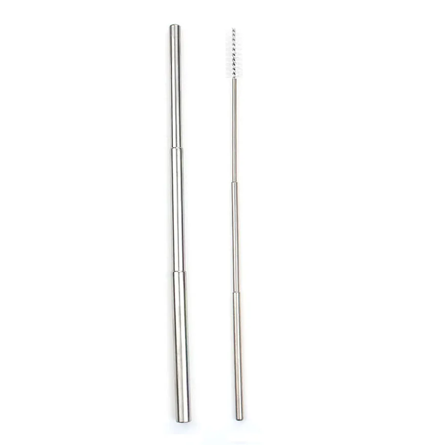 Silverstraw Металлическая соломинка комплект многоразовые телескопическая соломы 304 Нержавеющая сталь питьевой соломы экологически чистые складной соломенная шляпа для кружек 20/30 унций - Цвет: Silverstraw