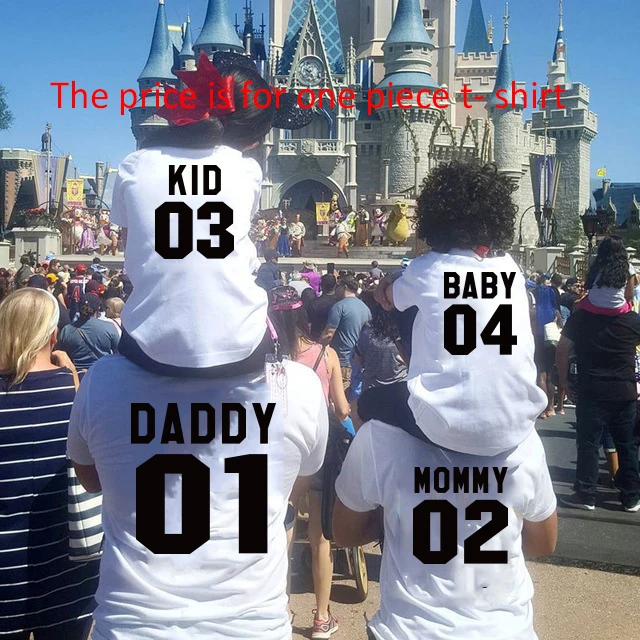 Family Matching Clothes  Family Look Cotton T-shirt DADDY MOMMY KID BABY Funny Letter Print Number Tops Tees Summer 1234White black