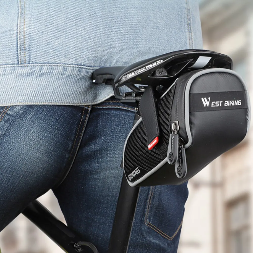 

WEST BIKING Waterproof Bicycle Saddle Bag MTB Road Bicycle Tools Pannier Reflective Rear Seatpost Bag Basket Cycling Accessories