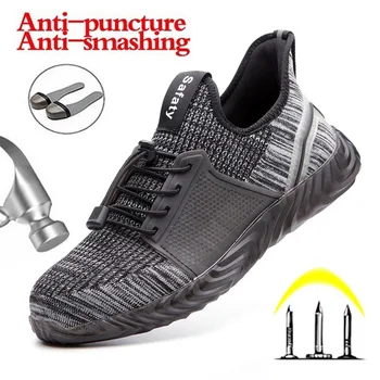 

Dropshipping Men Steel Toe Work Safety Shoes Toe Cap Comfort Men Boots Anti-puncture Anti-Smashing Shoes Men Indestructible