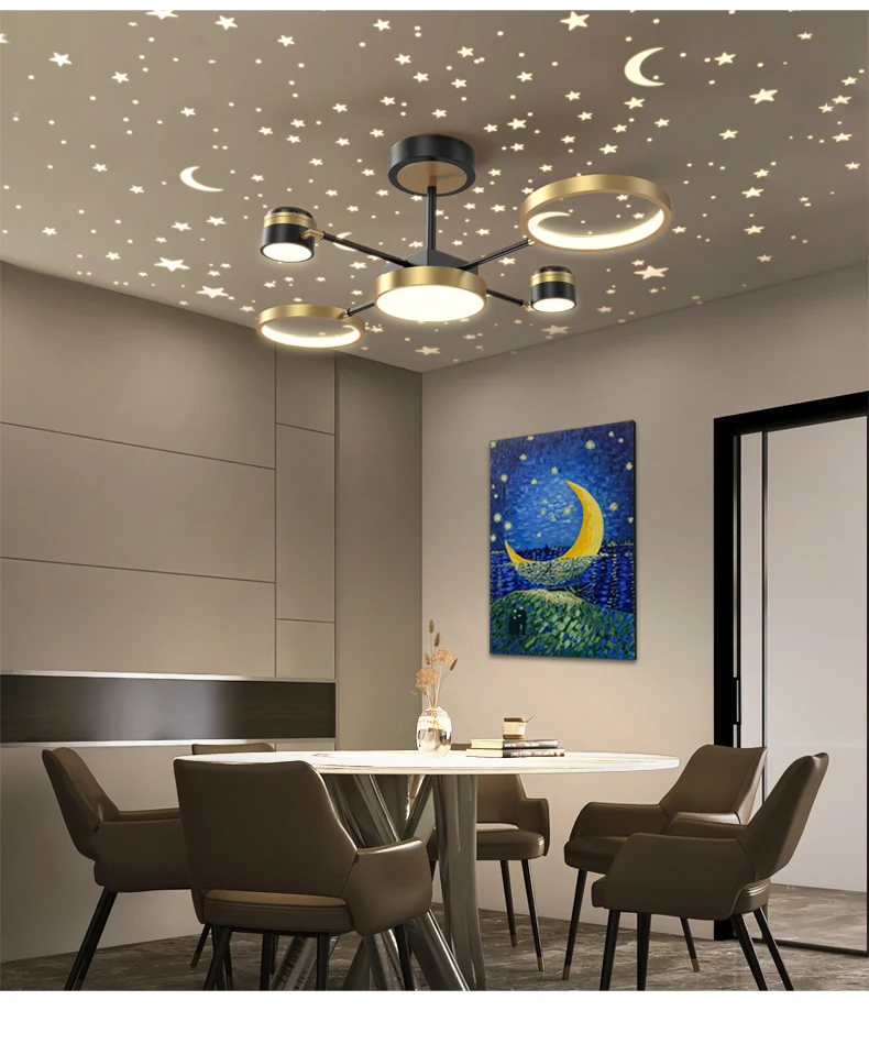 Creative Starry Ceiling Chandelier Lighting For Parlor Bedroom Study Room Nordic Decorative LED Lights IndoorDimmable Lamps contemporary chandeliers