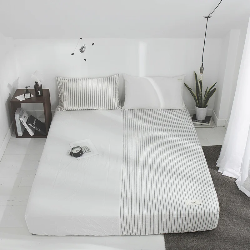 

2020 New Product 1pcs Bed Sheet 100% Cotton Mixed Colors Fitted Sheet Mattress Cover Four Corners with Elastic Band Bed Sheet