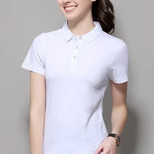 2019 de moda de verano camisa de Polo de las Mujeres Nuevo pantalón corto Casual Slim de manga Polos de Mujer Camisas Tops de talla grande Mujer camisa Polo de algodón