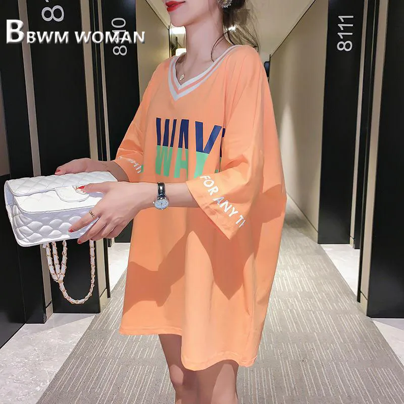 

2019 Blue Orange And White Color Women T Shirt Bottom Missing Style Female Tee Shirts