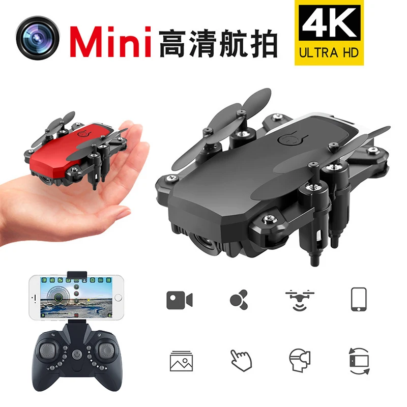 Rc Drone Quadcopter 4K Rtf Toys Gift Red Foldable Instructions Switch Mini Rc Drone With Camera Kids Long Flying Wifi Wide Angle