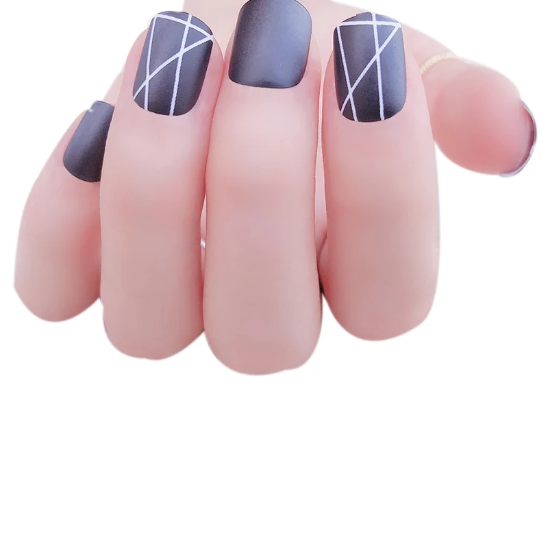 24Pcs Fake Nails False Nail Fingernail Art Sticker Tips Art Decoration Tools - Цвет: MS12