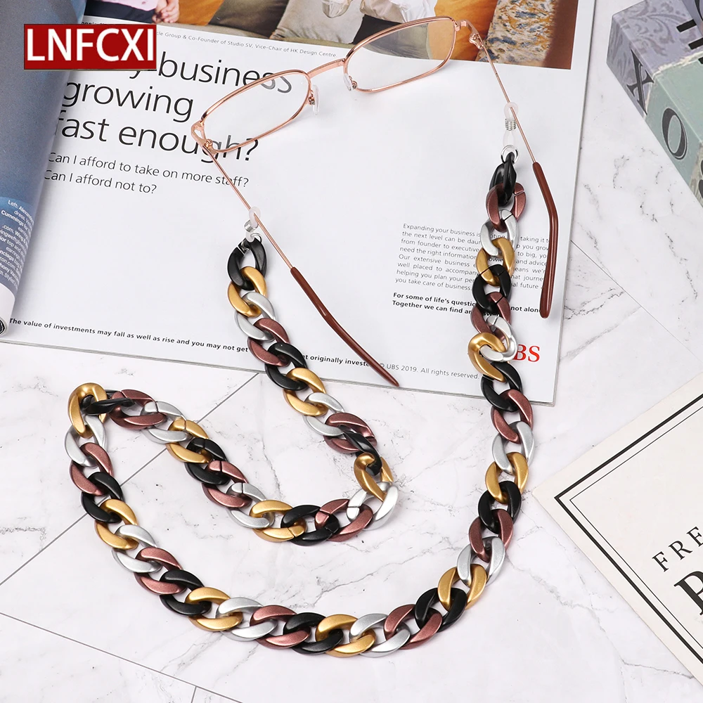

LNFCXI Retro 70cm Acrylic Reading Glasses Hanging Neck Chain Sunglasses Chain Largands 23 Colors Sun Glasses Strap Glasses Chain
