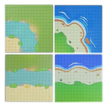

Baseplate City Street colorful River Sandy Beach Island Base Plate Seaside Building Blocks Compatible All Brands bricks for Kids