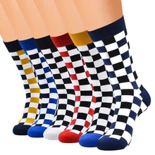 

Harajuku Street Fashion Trendly Women Socks Black and White Squares Pattern Socks Men Novelty Skateboard Funny Cotton Tube Socks