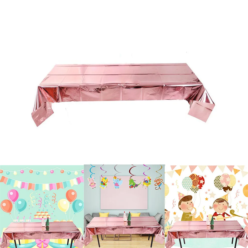 

Leaveable Rose Gold Tablecloth Christmas Party Decoration Foil Tablecloth Tablecloth Rectangular Table Cover Wedding Waterproof
