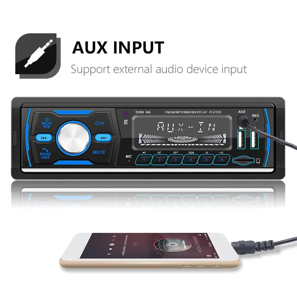 Remoto Único Din Digital Media Receptor Suporte FM AM RDS DAB DAB + MP3