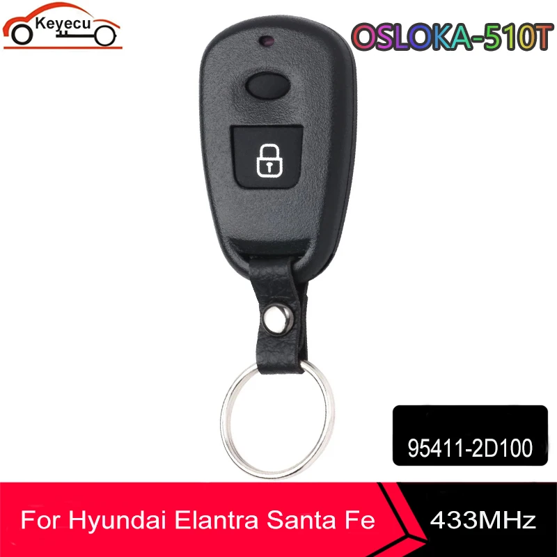 

KEYECU New Replacement Remote Car Key Control Fob 2 Button 433MHz for Hyundai Old Elantra Santa Fe FCC ID: OSLOKA-510T