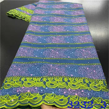 

2020 Latest French Nigerian Laces Fabrics High Quality Silk Milk Cord Lace Fabric With Stones For Woman Party Dress NA3232B-1