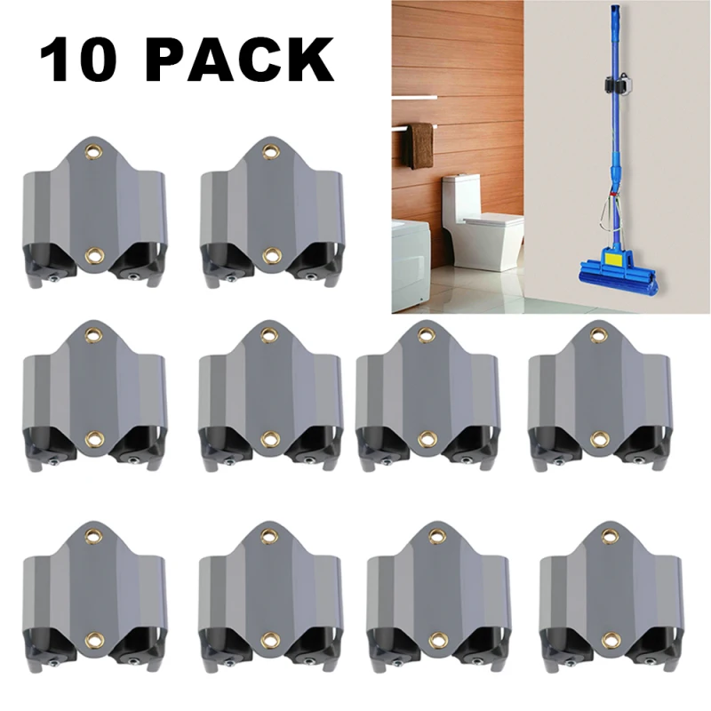 

10PCS Broom Hanger Mop and Broom Holder Broom Organizer Grip Clips Wall Mounted Garden Storage Rack with Screws