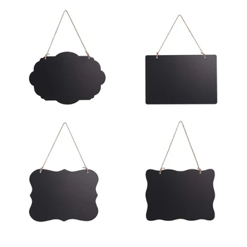 

Blackboard Double-Sided Message Board with Hanging Rope-4 Packs Decorative Wooden Blackboard Blackboard