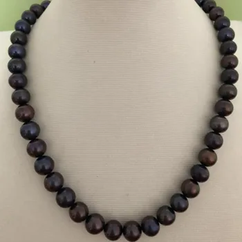 

stunning 9-10mm tahitian round black green red pearl necklace 18inch 925 silver