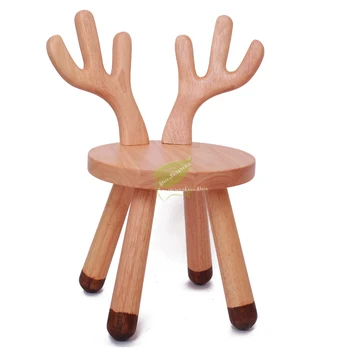 

Solid Wood Children's Stool Deer Animal Chair Kindergarten Baby Cute Table Stool Cartoon Small Bench Back Children's Table