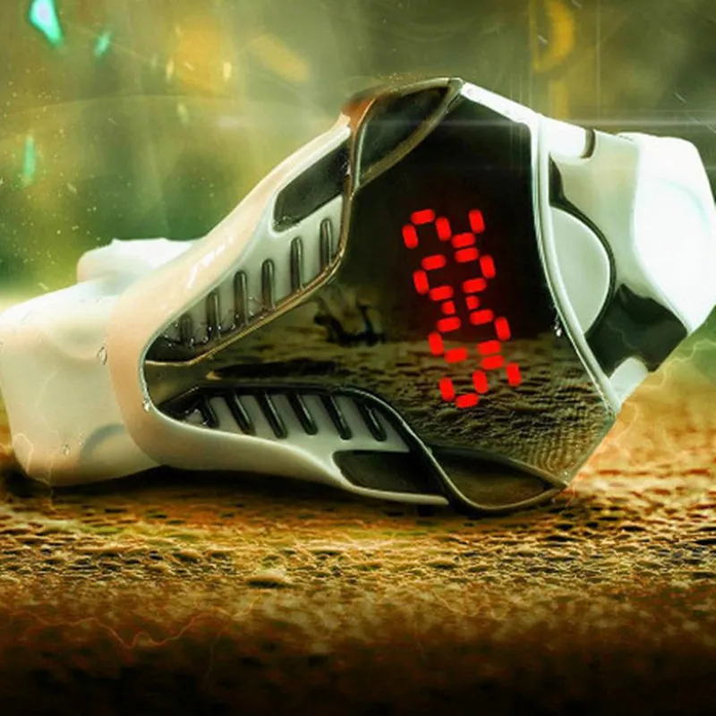 2021 New LED Digital Watch Men Watches Colorful Silicone Triangle Dial Snake Head Sports Wristwatch Arm Band Gift