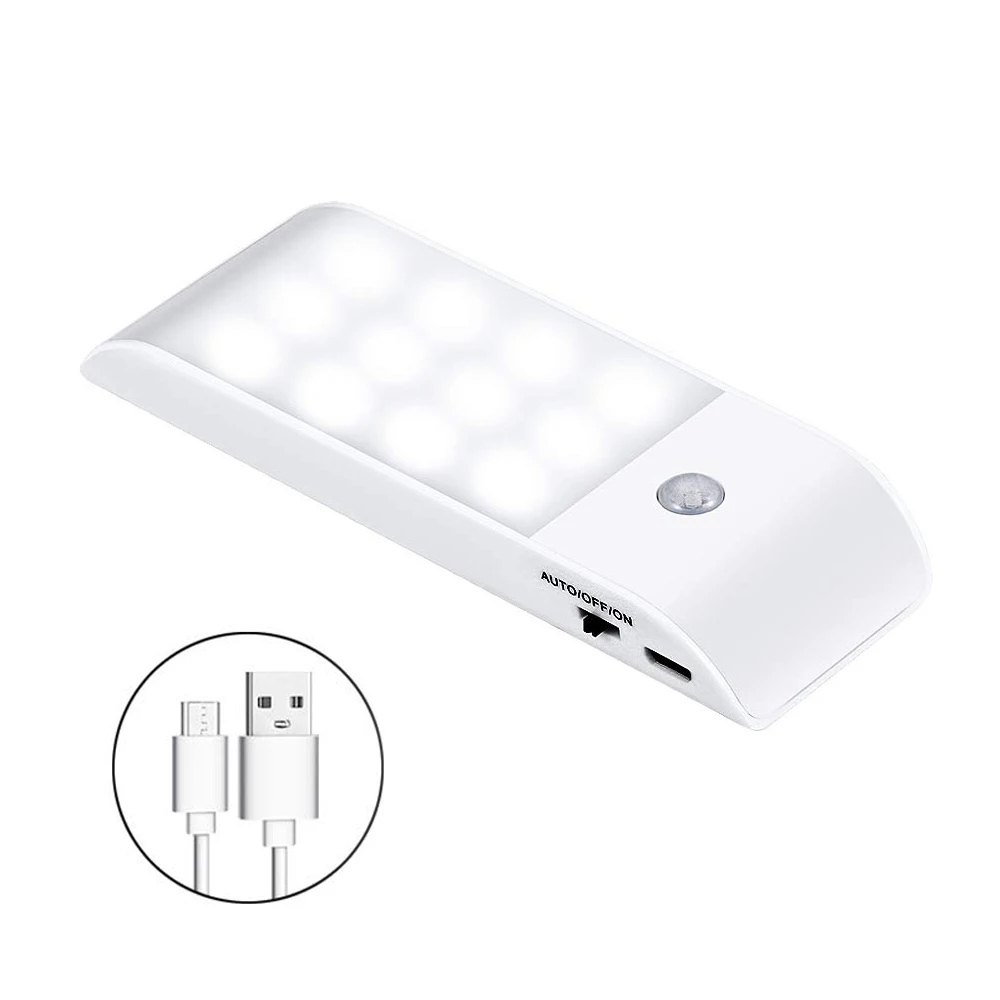 Датчик движения USB заряжаемый светодиодный светильник под шкафом освещение для кухни прикроватная лестница шкаф Ночная безопасность встроенный аккумулятор - Цвет: Strip sensor light