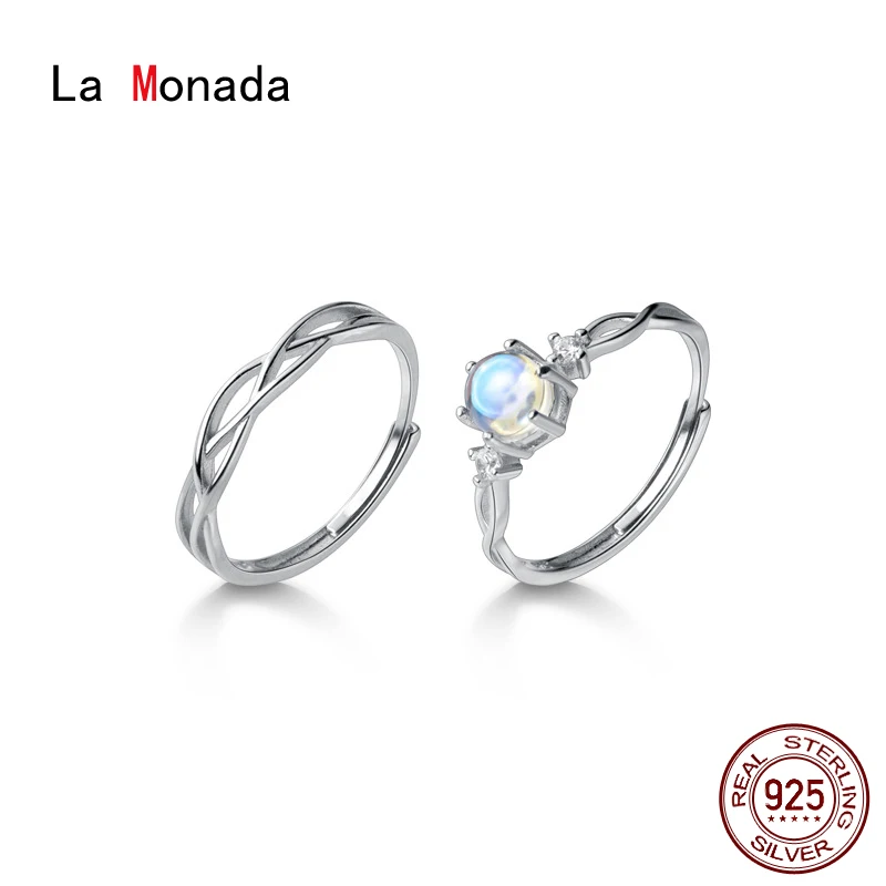 Женские серебряные кольца La Monada корейские минималистичные для пар регулируемые