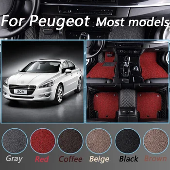 

Waterproof Floor Mats Wire Car Floor Mats For Peugeot 308 407 408 508 607 2008 3008 4008 5008 Leather Foot Mats Leather