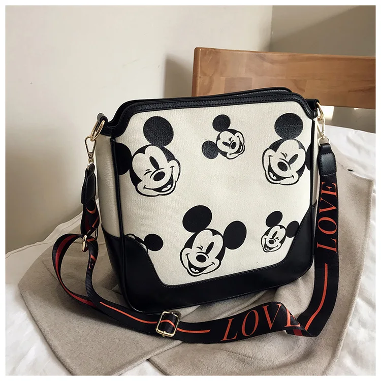 Disney pu+ canves сумка на плечо Микки Маус дамская сумка-мессенджер на плечо мультяшная сумка женская Новая повседневная сумка-мессенджер на плечо