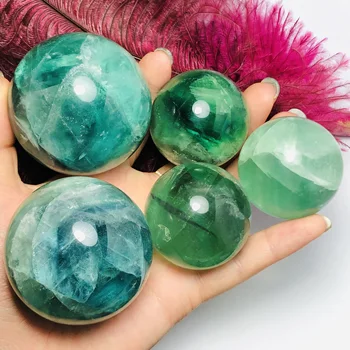 

large size top quality high polished green fluorite quartz sphere crystal gemstone ball healing 9-10 cm
