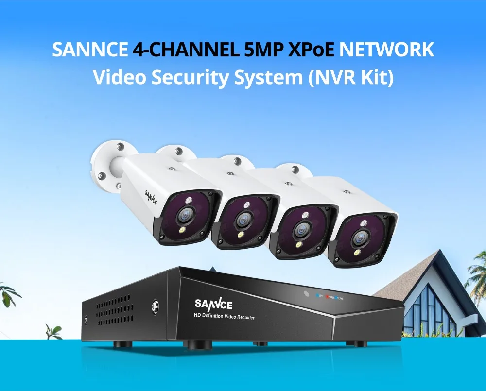 Sistema de Segurança Livre à Prova 5mp ao ar ip sem Fio Sannce Xpoe Vídeo Dwaterproof Água Visão Noturna Infravermelha Câmera Vigilância Cctv Kit 4ch 5mp 2 Sistema de vigilância