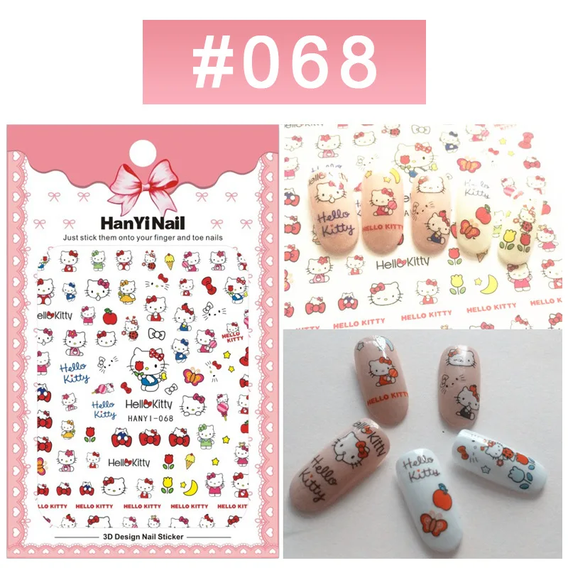 Sanrio Hello Kitty 3d Nail Decals With Back Glue Nail Kitty Cartoon
