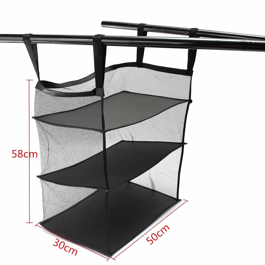 JX-LCLYL 3 Tier Collapsible Hanging Organizer Closet Luggage Clothes Bag Shelf Storage