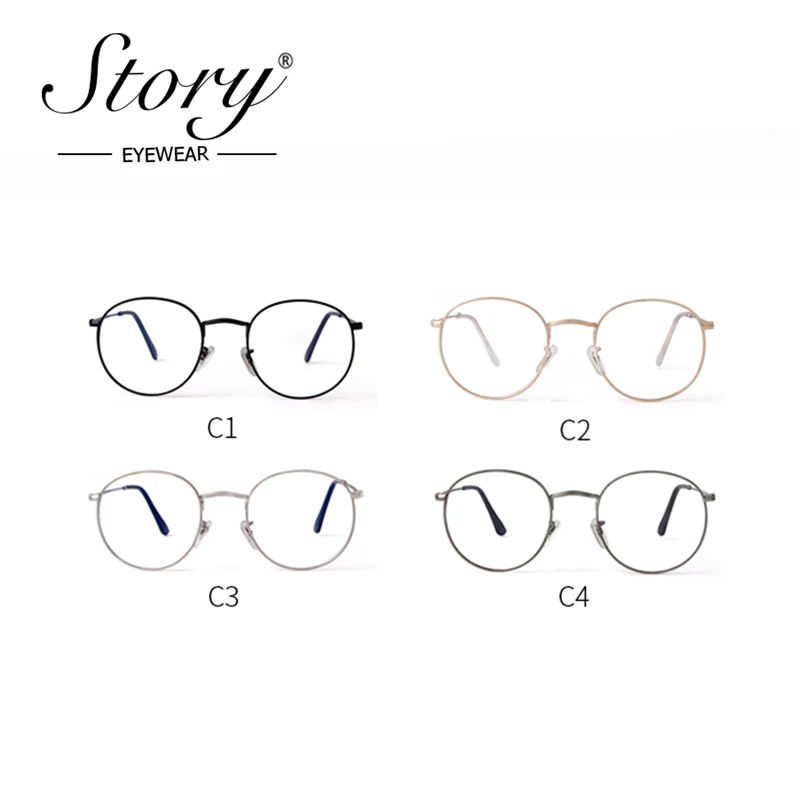 Story retro round blue light blocking glasses women 2020 brand designer computer eye glasses vintage gold glasses frame PS3447Q 6