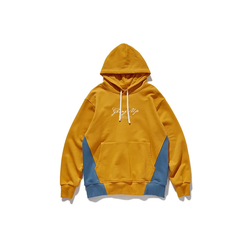 

2019 Autumn And Winter Men's New Casual Contrast Color Pattern Print Pocket Decoration Hooded Hoodies Loose Temperament Cotton