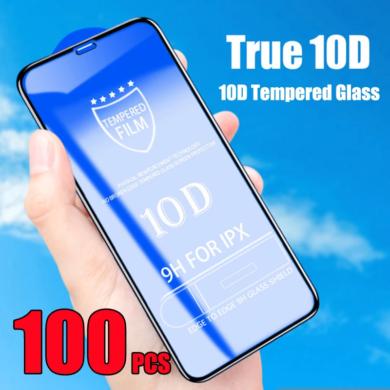 Купить Закаленное стекло 10D с полным покрытием клея 100 шт. защитная пленка 9H для экрана | Защитные стёкла и плёнки для телефонов (32960132865)