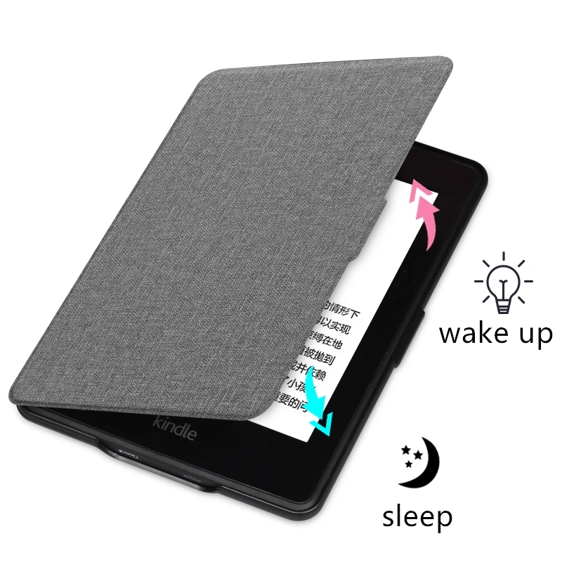 For All-New Kindle 2019 Case Cloth Texture PU Leather Smart Case PC Back Hard Cover for All-New Kindle 10th J9G29R 2019 Released-3