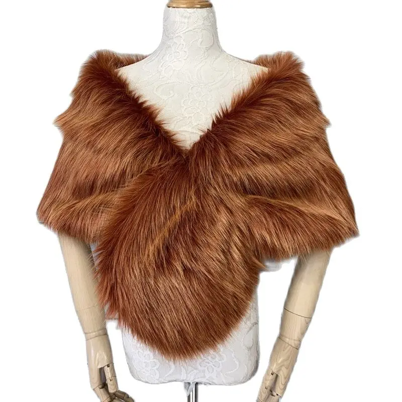

New Fashion Fur Long Fur Dress Shawl Nightclub Fur Dress Waistcoat Faux Fur Cape